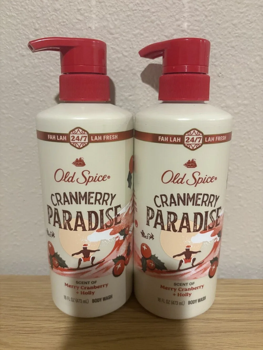 Lot of 2 Old Spice Cranmerry Paradise Body Wash Merry Cranberry Holly 16 oz